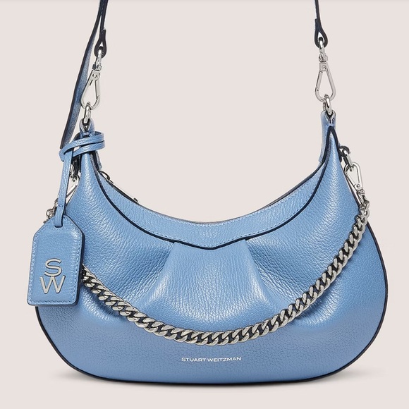 Stuart Weitzman Handbags - Authentic Stuart Weitzman Stellar Crescent Bag in Blue Steel
